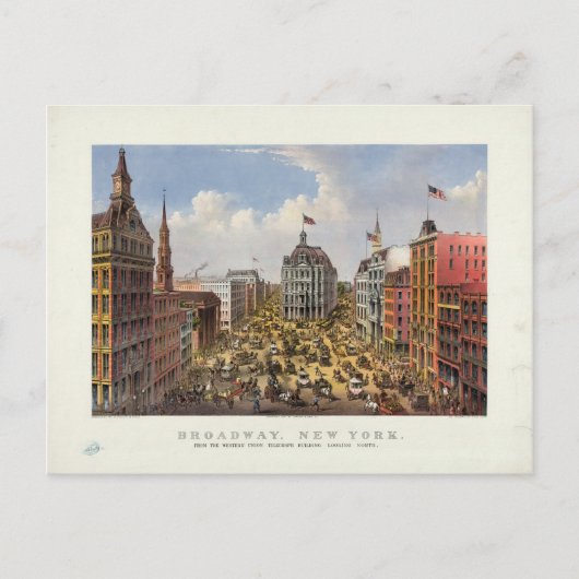 Carte Postale Broadway, New York par Currier & Ives (1875) (Devant)