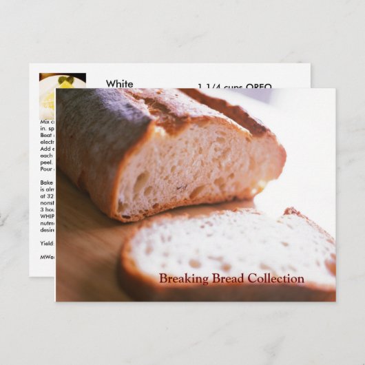 Carte Postale Broaking Bread Recette Card Collection Cheesecake (Devant / Derrière)