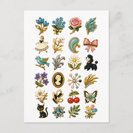 Carte Postale Broche de style vintage (Devant)