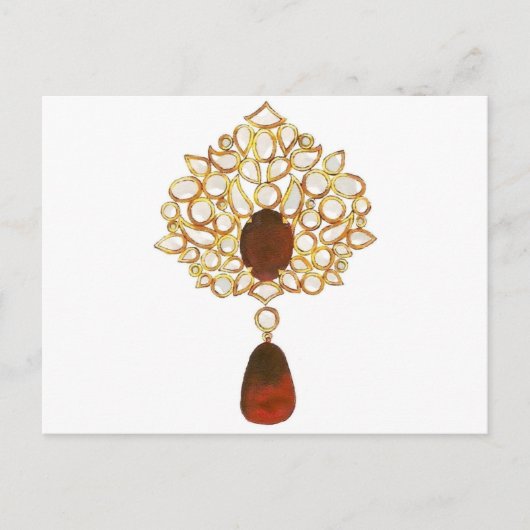 Carte Postale Broche Kundan & ruby (Devant)