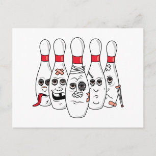 Carte Postale broches de bowling blessées cassées