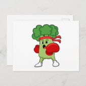 Carte Postale Brocoli à la boxe avec des gants de boxe (Devant / Derrière)