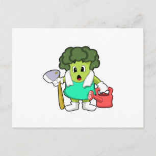 Carte Postale Brocoli comme fermier avec arrosage