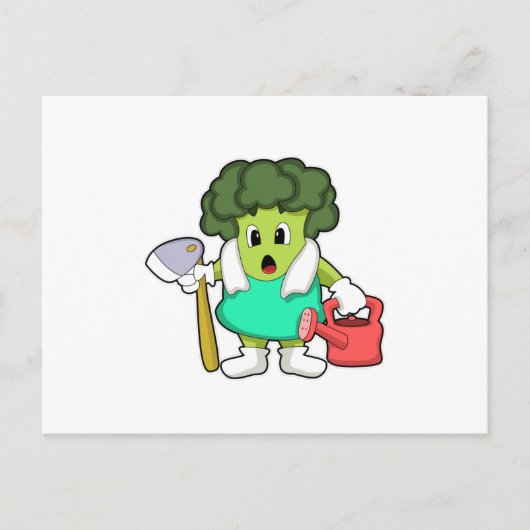 Carte Postale Brocoli comme fermier avec arrosage (Devant)