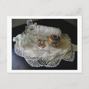 Carte Postale Broderie ancienne avec dentelle au crochet
