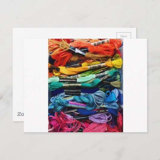 Carte Postale Broderie arc-en-ciel | Threads | Couture (Devant / Derrière)
