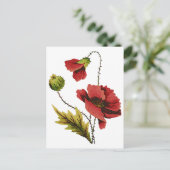 Carte Postale Broderie de crewel Red Poppy (Debout devant)