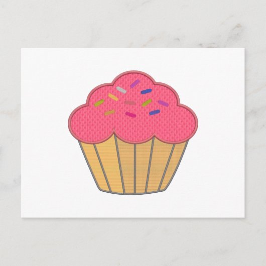Carte Postale Broderie Faux Cupcake fraise Imprimer (Devant)
