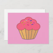 Carte Postale Broderie Faux Cupcake fraise Imprimer (Devant / Derrière)