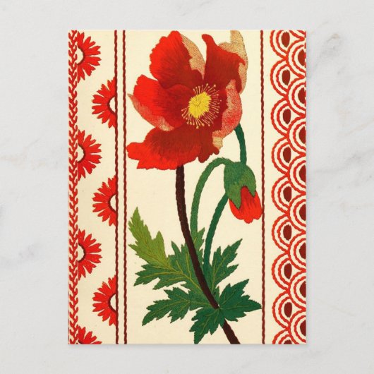 Carte Postale Broderie Florale Crewel (Devant)