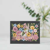 Carte Postale Broderie graphique florale de BUGS BUNNY™ (Debout devant)