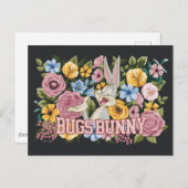 Carte Postale Broderie graphique florale de BUGS BUNNY™ (Devant / Derrière)