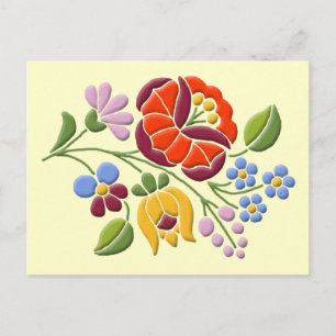 Carte Postale Broderie Kalocsa - Art populaire hongrois