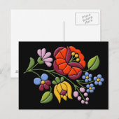 Carte Postale Broderie Kalocsa - Art populaire hongrois (Devant / Derrière)