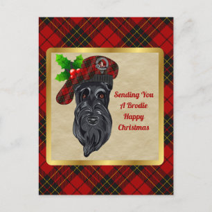 Carte Postale Brodie Clan Badge & Tartan Christmas
