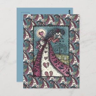 CARTE POSTALE BROKEN HEARDISE WEEPING VALENTINE, CEMETERY GOTH