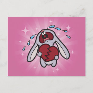 Carte Postale Broken Heart Bunny (Rose)