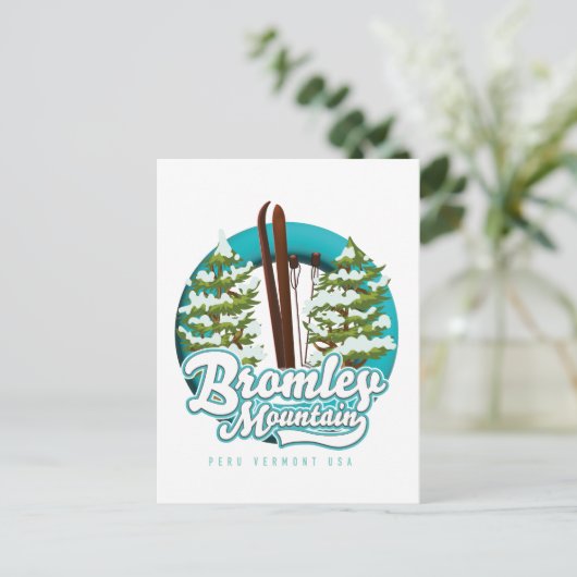 Carte Postale Bromley Mountain Pérou Vermont US logo du ski (Debout devant)