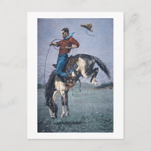 Carte Postale Bronco-Buster (gravure colorée) (Devant)