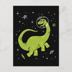 Carte Postale Brontosaurus Vert Dinos Dans L'Espace