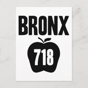 Carte Postale Bronx Avec Grosse Pomme & 718 Découpe De Code Zone