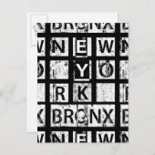 Carte Postale Bronx New York | Typographie de Grunge (Devant / Derrière)