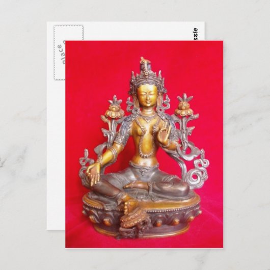 CARTE POSTALE BRONZE GREEN TARA STATUE ANCIEN TIBET (Devant / Derrière)