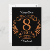 Carte Postale Bronze huitième anniversaire mariage 8 ans (Devant / Derrière)