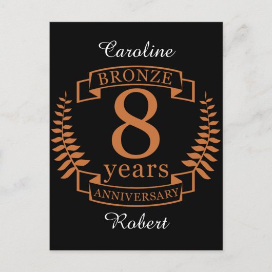 Carte Postale Bronze huitième anniversaire mariage 8 ans (Devant)