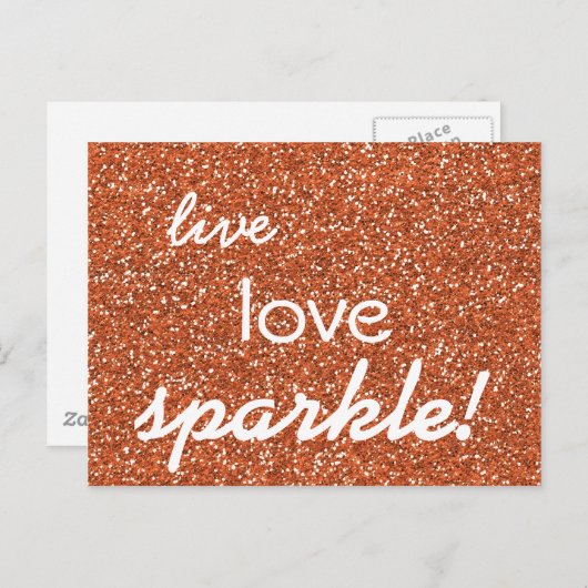 Carte Postale Bronze parties scintillant Live Love Sparkle (Devant / Derrière)
