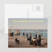 Carte Postale bronzette vintage sur la plage (Devant / Derrière)