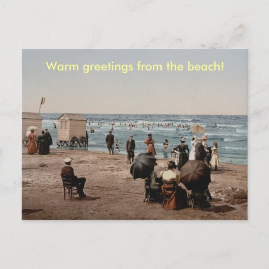 Carte Postale bronzette vintage sur la plage (Devant)