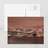 Carte Postale Brooklyn Bridge à Night, New York (Devant / Derrière)