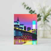 Carte Postale Brooklyn Bridge en soirée / à la nuit (Debout devant)