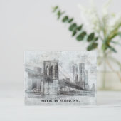 Carte Postale Brooklyn Bridge Information, New York (Debout devant)