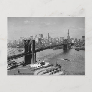 Carte Postale Brooklyn Bridge & Manhattan Skyline, 1920