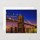 Carte Postale Brooklyn Bridge, New York à la nuit (Devant / Derrière)