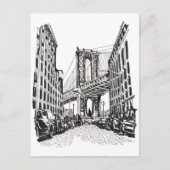 Carte Postale Brooklyn Bridge New York Black White Illustration (Devant)