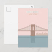 Carte Postale Brooklyn Bridge New York Minimalist Art (Devant / Derrière)