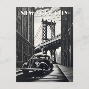 Carte Postale Brooklyn Bridge New York USA Travel Vintage Art