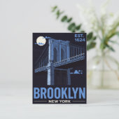 Carte Postale Brooklyn Bridge Night Retro Travel (Debout devant)