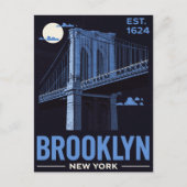 Carte Postale Brooklyn Bridge Night Retro Travel (Devant)
