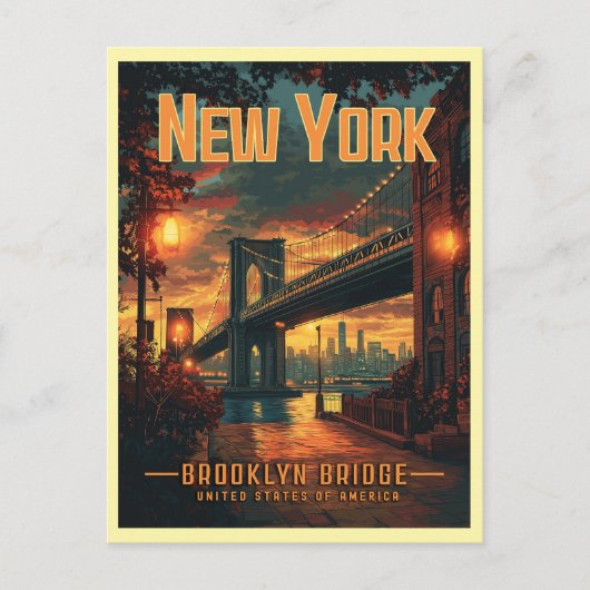 Carte Postale Brooklyn Bridge Sunrise - Un Voyage Étonnant (Devant)