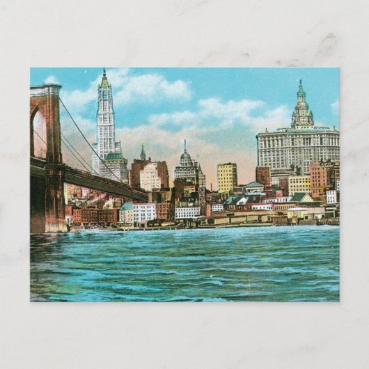 Carte Postale Brooklyn Bridge, Woolworth et Municipal... (Devant)
