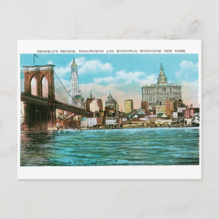 Carte Postale Brooklyn Bridge, Woolworth et Municipal...