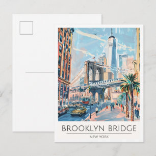 Carte Postale Brooklyn New York Illustration Artistique Voyage