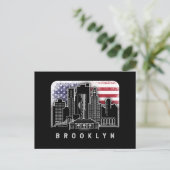 Carte Postale Brooklyn New York Skyline Drapeau Américain (Debout devant)