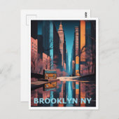 Carte Postale Brooklyn NY Design graphique coloré (Devant / Derrière)