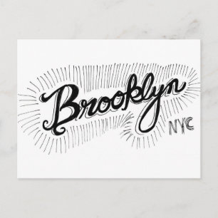 Carte Postale Brooklyn NYC Script dessiné à la main