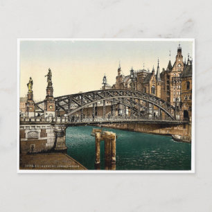 Carte Postale Brooksbridge, Hambourg, Allemagne rare Photochrom